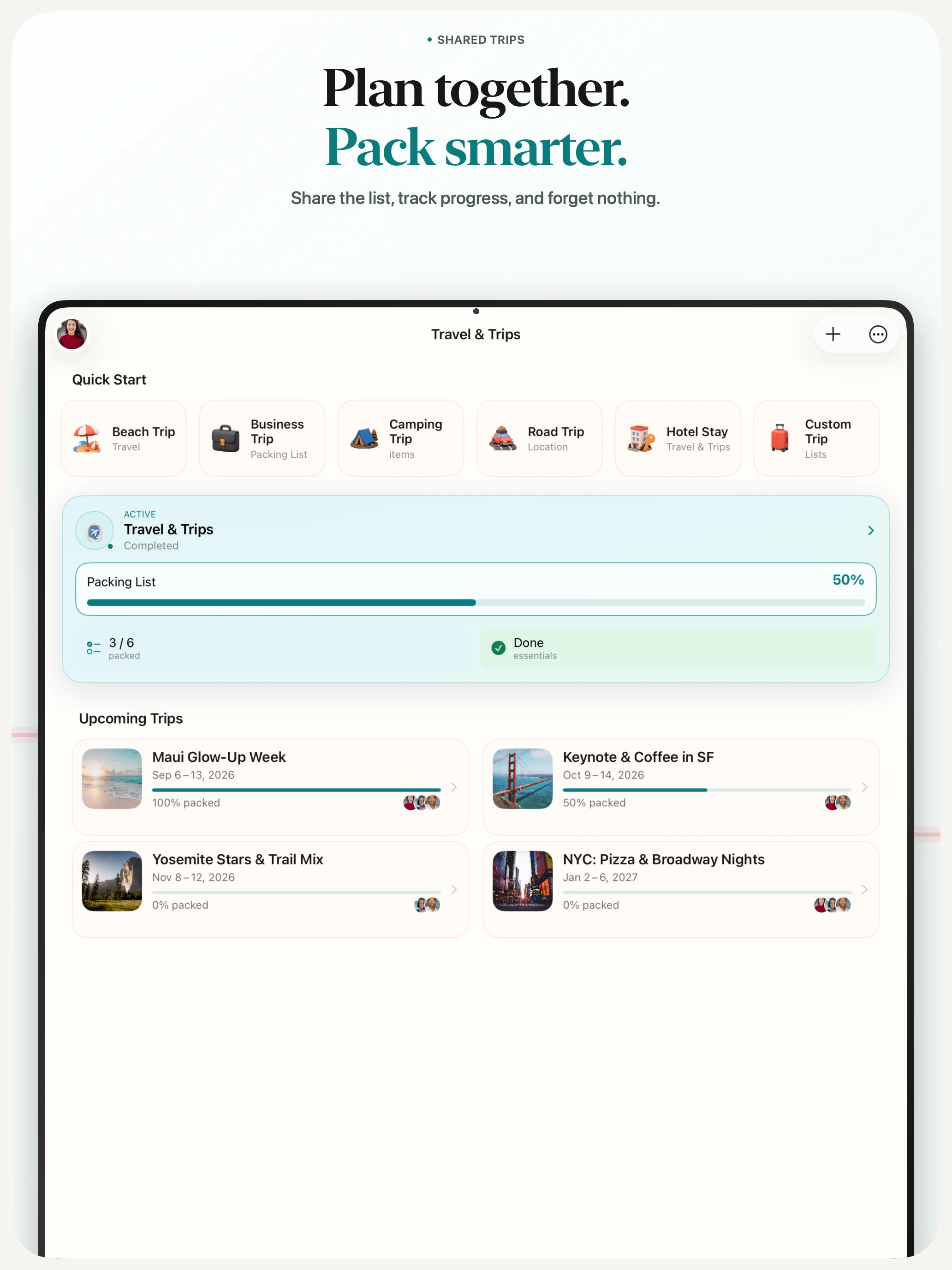 Before Leaving shared travel planning on iPad