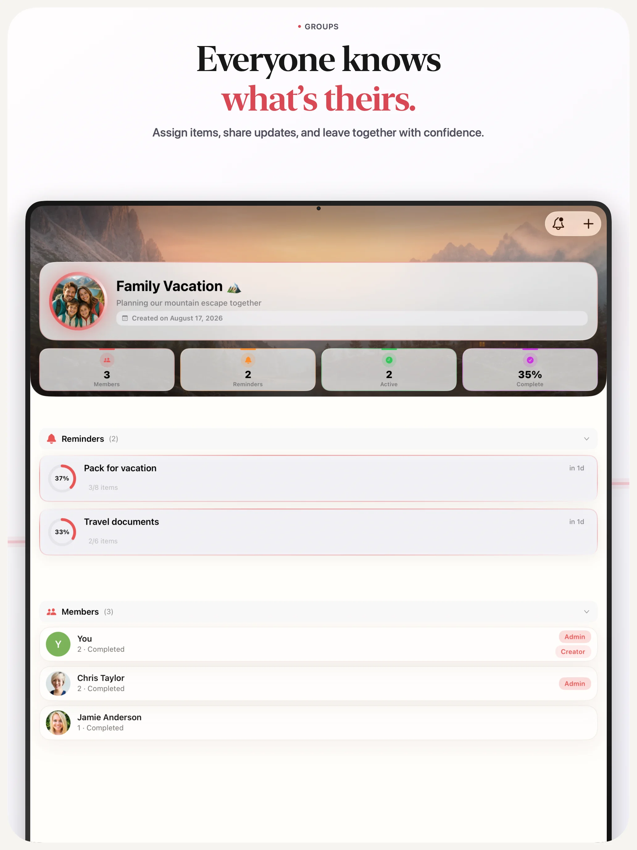 Before Leaving shared groups on iPad