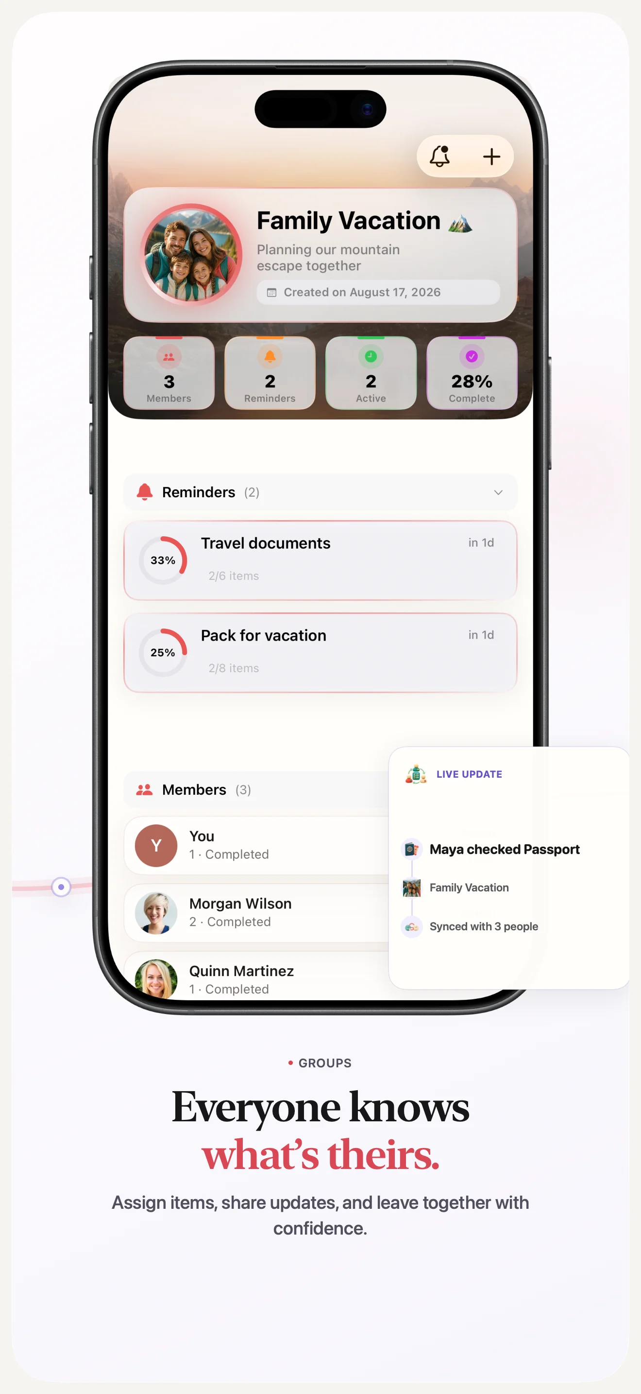 Before Leaving shared groups preview