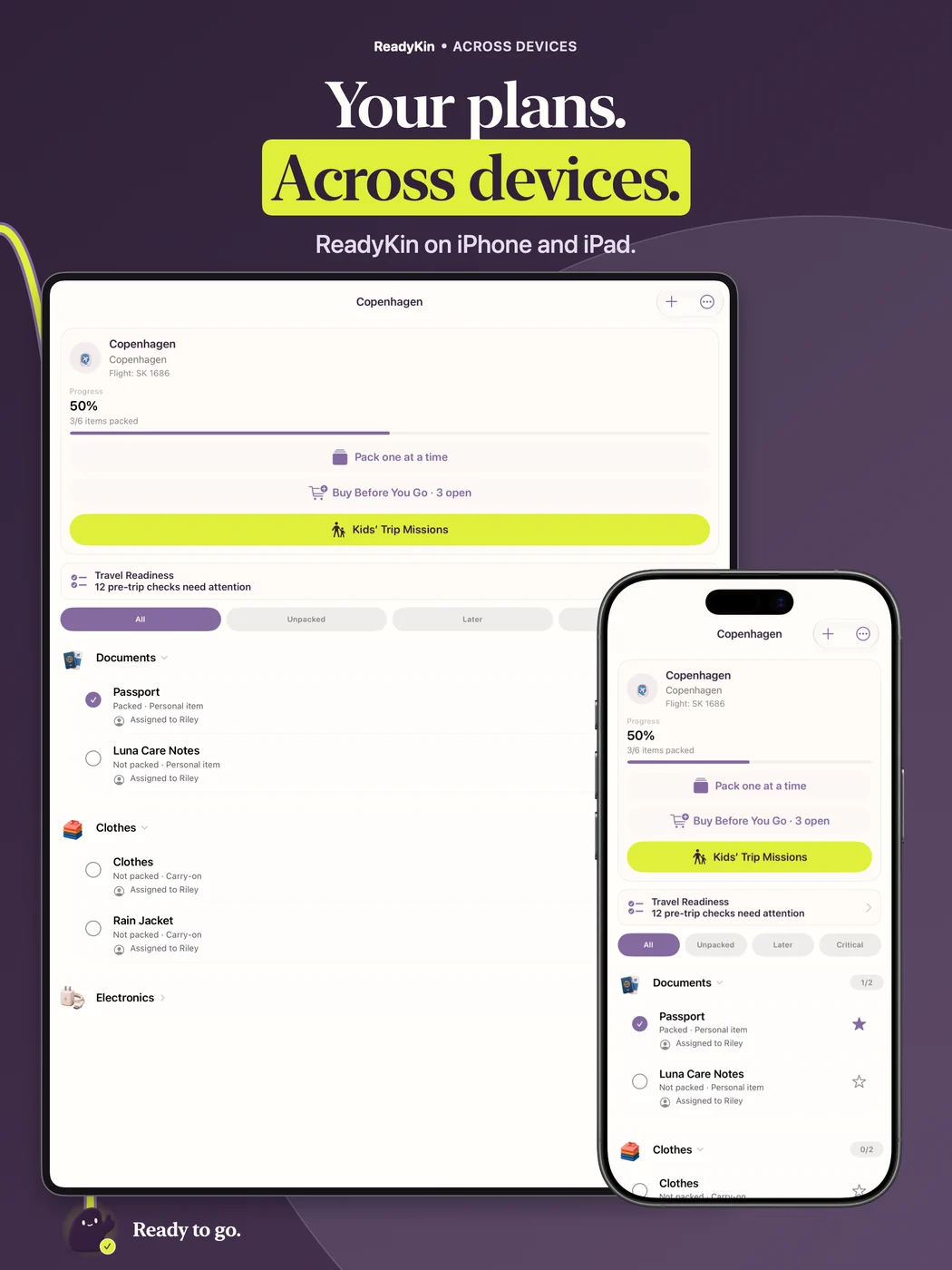 ReadyKin running across Apple devices