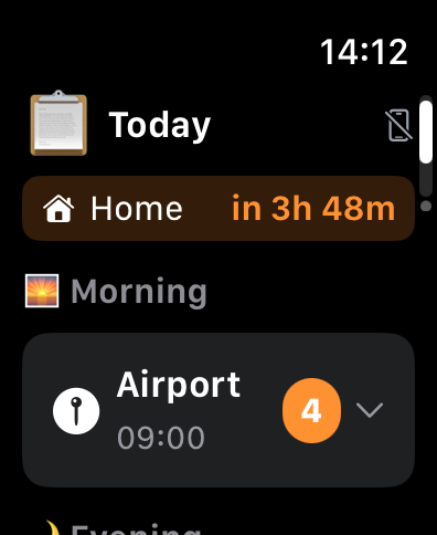 Before Leaving on Apple Watch - Today